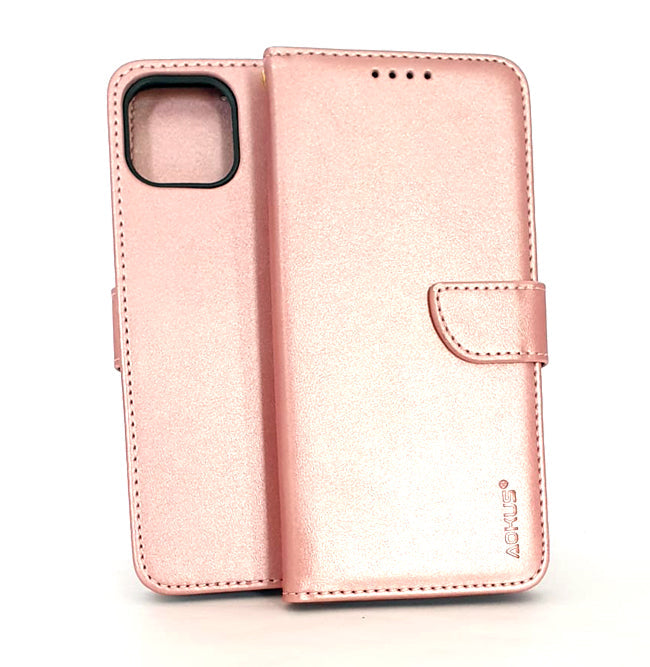 iPhone 13 phone case wallet cover flip anti drop anti slip shockproof rose pink - My Store