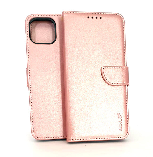 iPhone 13 phone case wallet cover flip anti drop anti slip shockproof rose pink - My Store