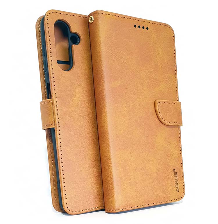 Samsung A04s phone case wallet cover flip anti drop anti slip shockproof brown - My Store