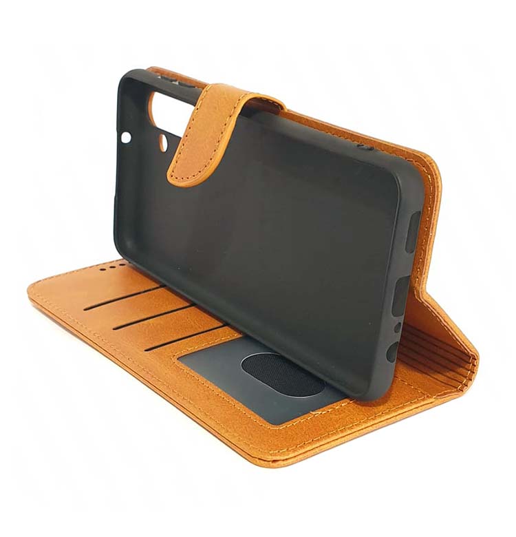 Samsung A04s phone case wallet cover flip anti drop anti slip shockproof brown - My Store