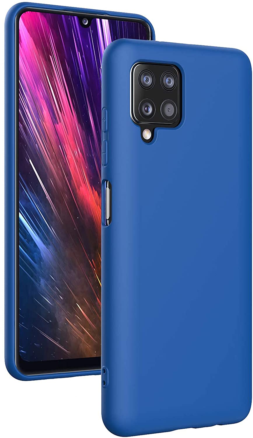Samsung A12 phone case Soft Flexible Rubber Protective Cover blue liquid silicone