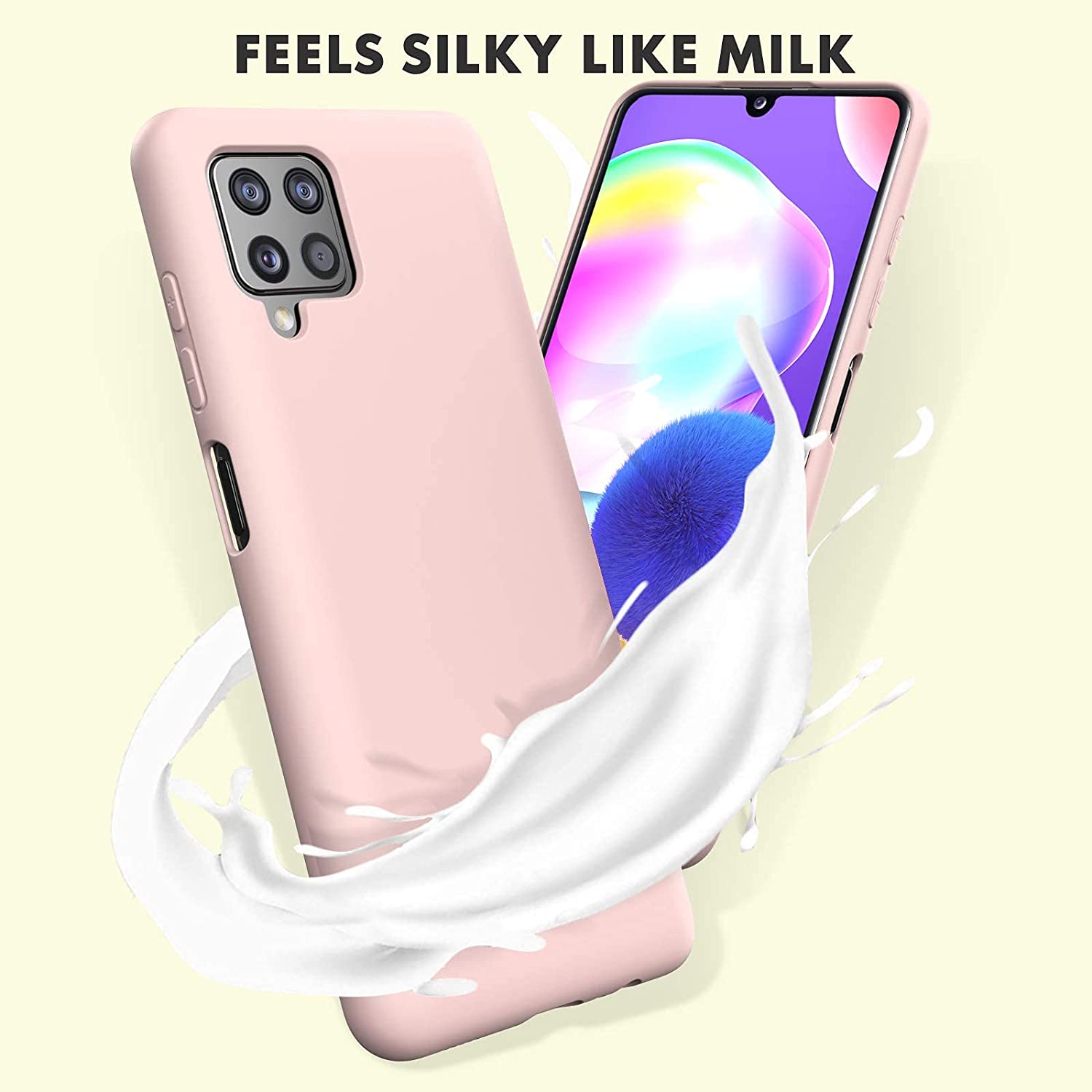 Samsung A12 phone case Soft Flexible Rubber Protective Cover pink liquid silicone