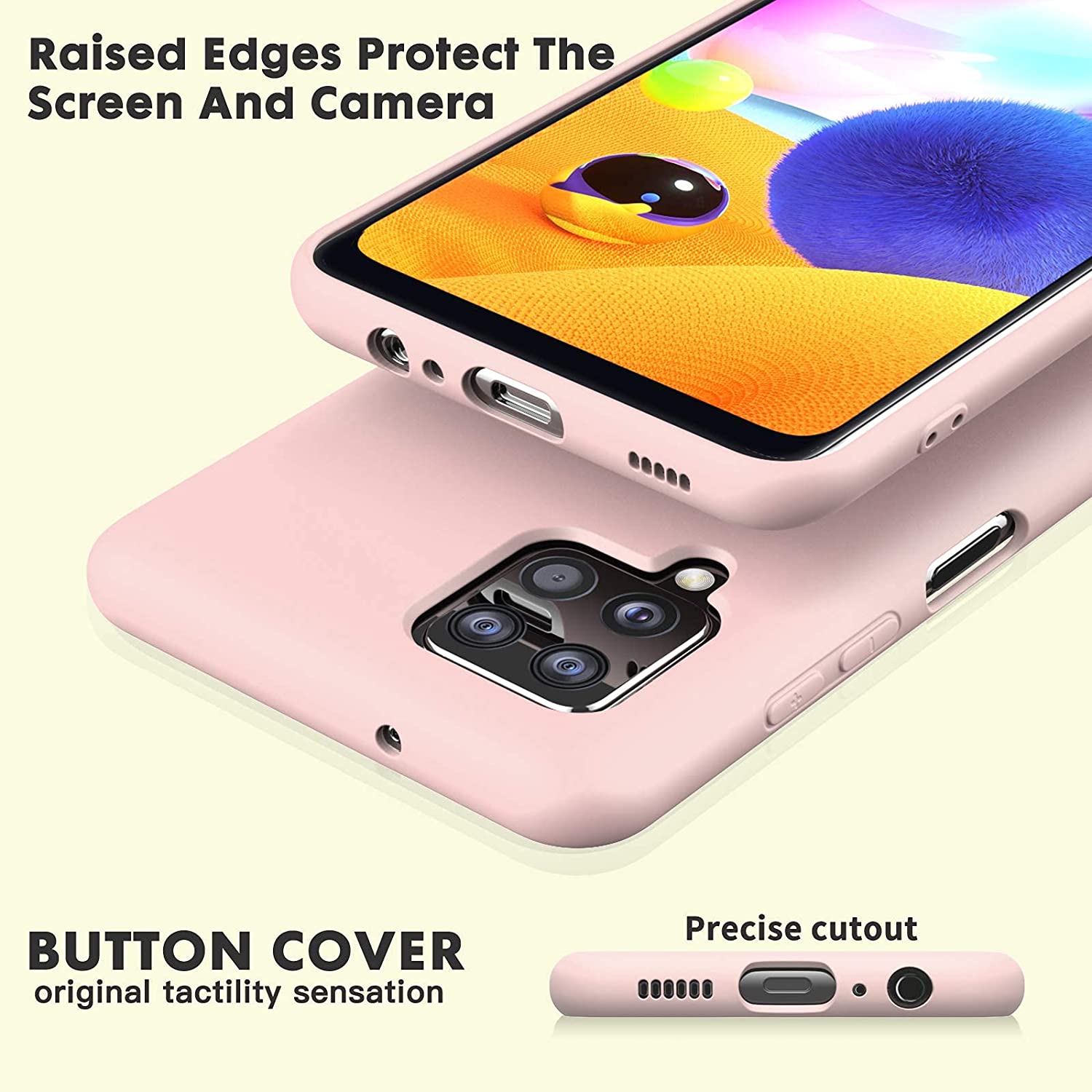 Samsung A12 phone case Soft Flexible Rubber Protective Cover pink liquid silicone
