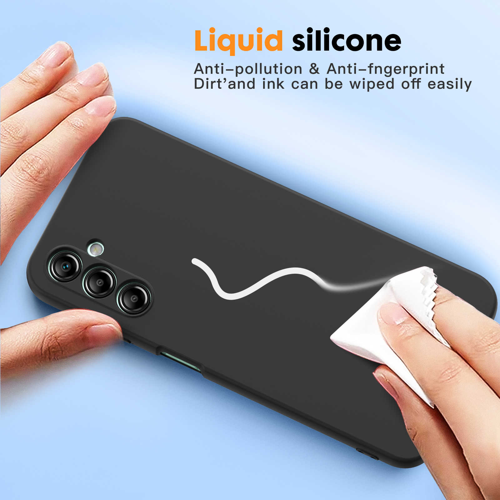 Samsung A14 4G 5G phone case Soft Flexible Rubber Protective Cover black liquid silicone - My Store