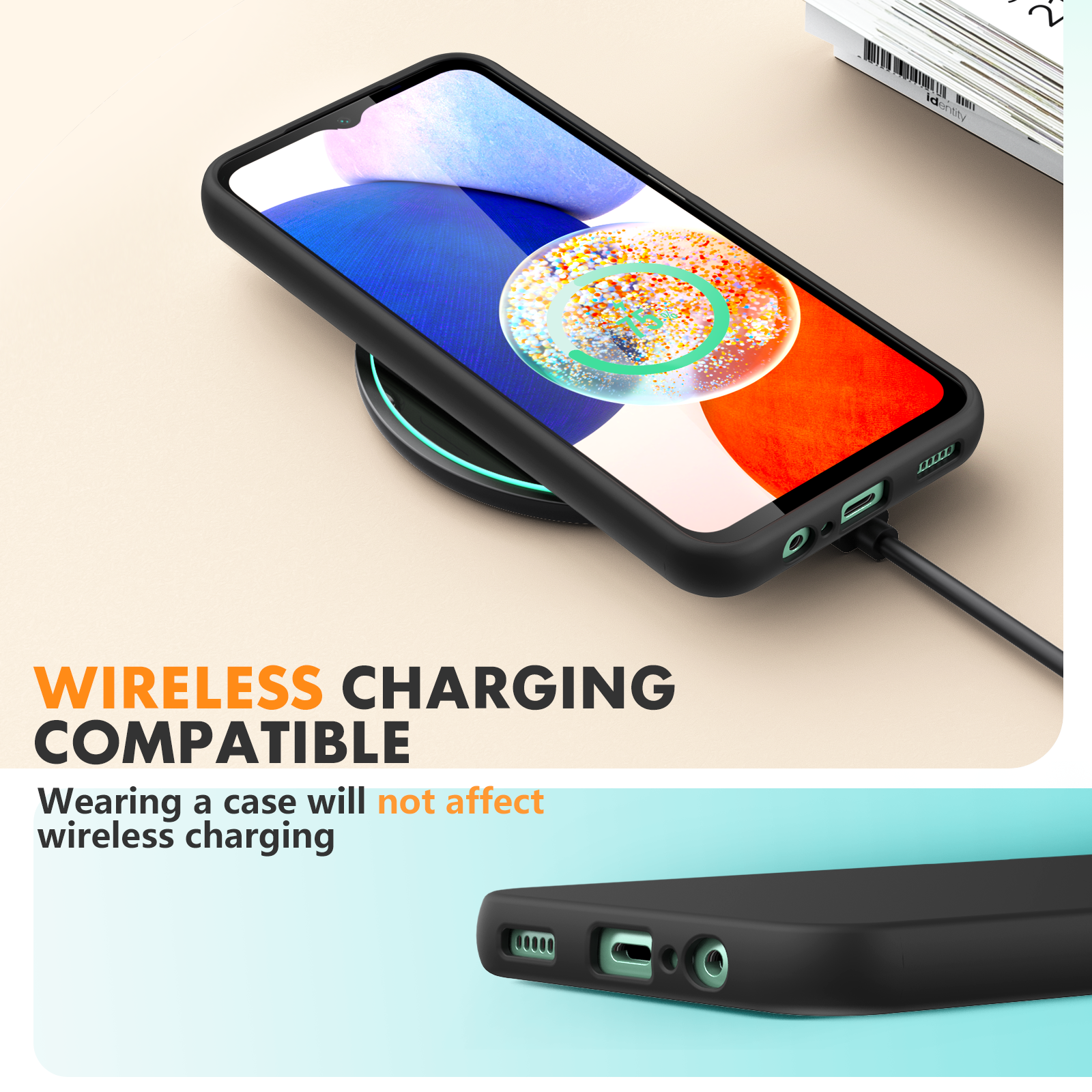 Samsung A14 4G 5G phone case Soft Flexible Rubber Protective Cover black liquid silicone - My Store