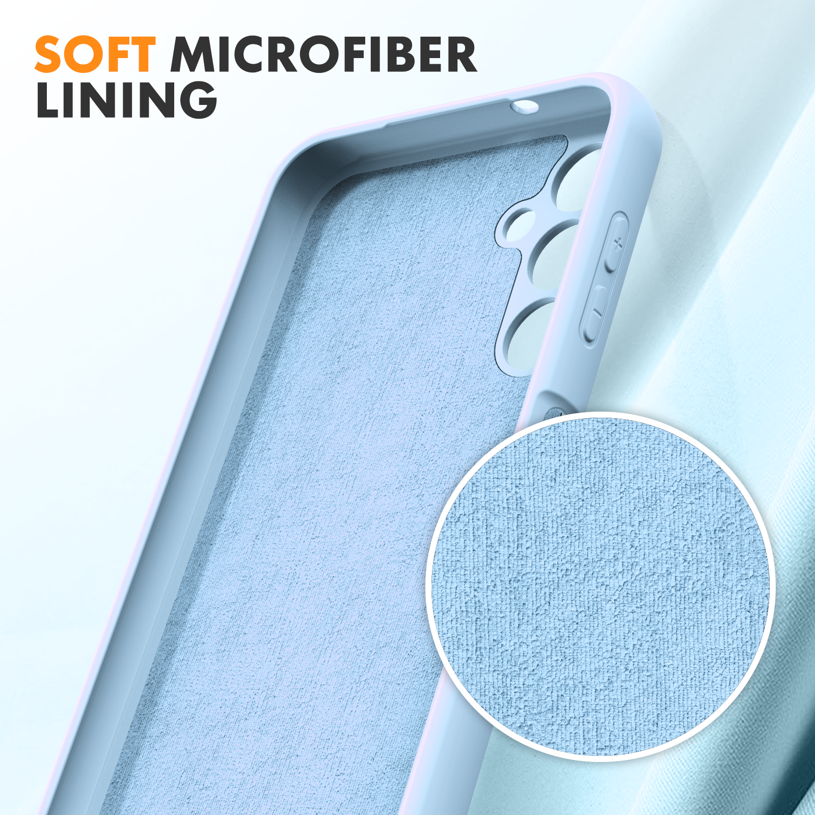 Samsung A14 4G 5G phone case Soft Flexible Rubber Protective Cover light blue liquid silicone - My Store