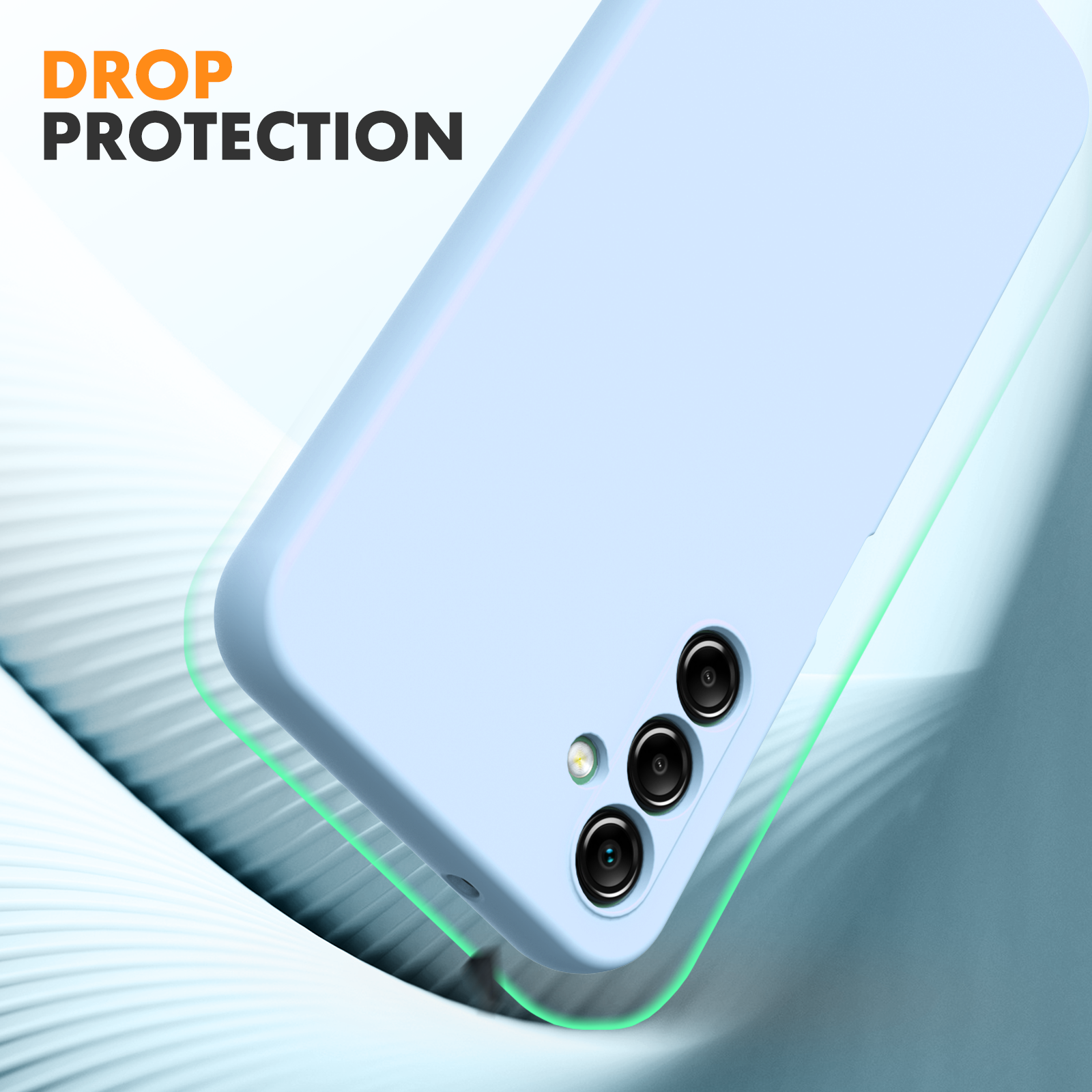 Samsung A14 4G 5G phone case Soft Flexible Rubber Protective Cover light blue liquid silicone - My Store