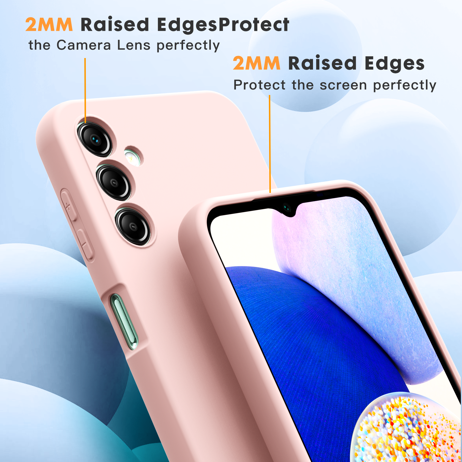 Samsung A14 4G 5G phone case Soft Flexible Rubber Protective Cover pink liquid silicone - My Store