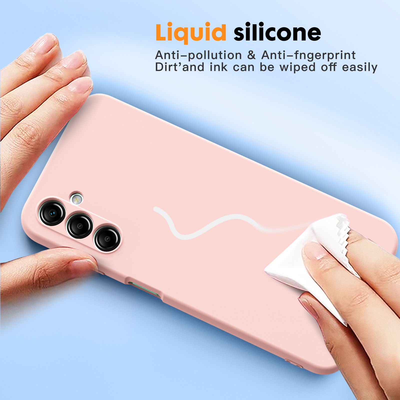 Samsung A14 4G 5G phone case Soft Flexible Rubber Protective Cover pink liquid silicone - My Store