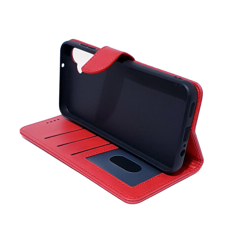 Samsung A14 4G 5G phone case wallet cover flip anti drop anti slip shockproof red - My Store