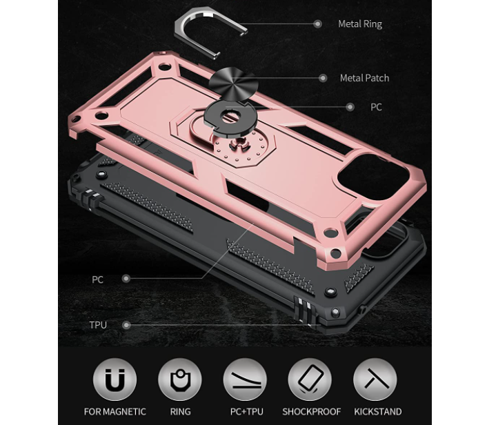 Samsung A22 5G phone case rose gold ring armor anti drop shockproof rugged protective