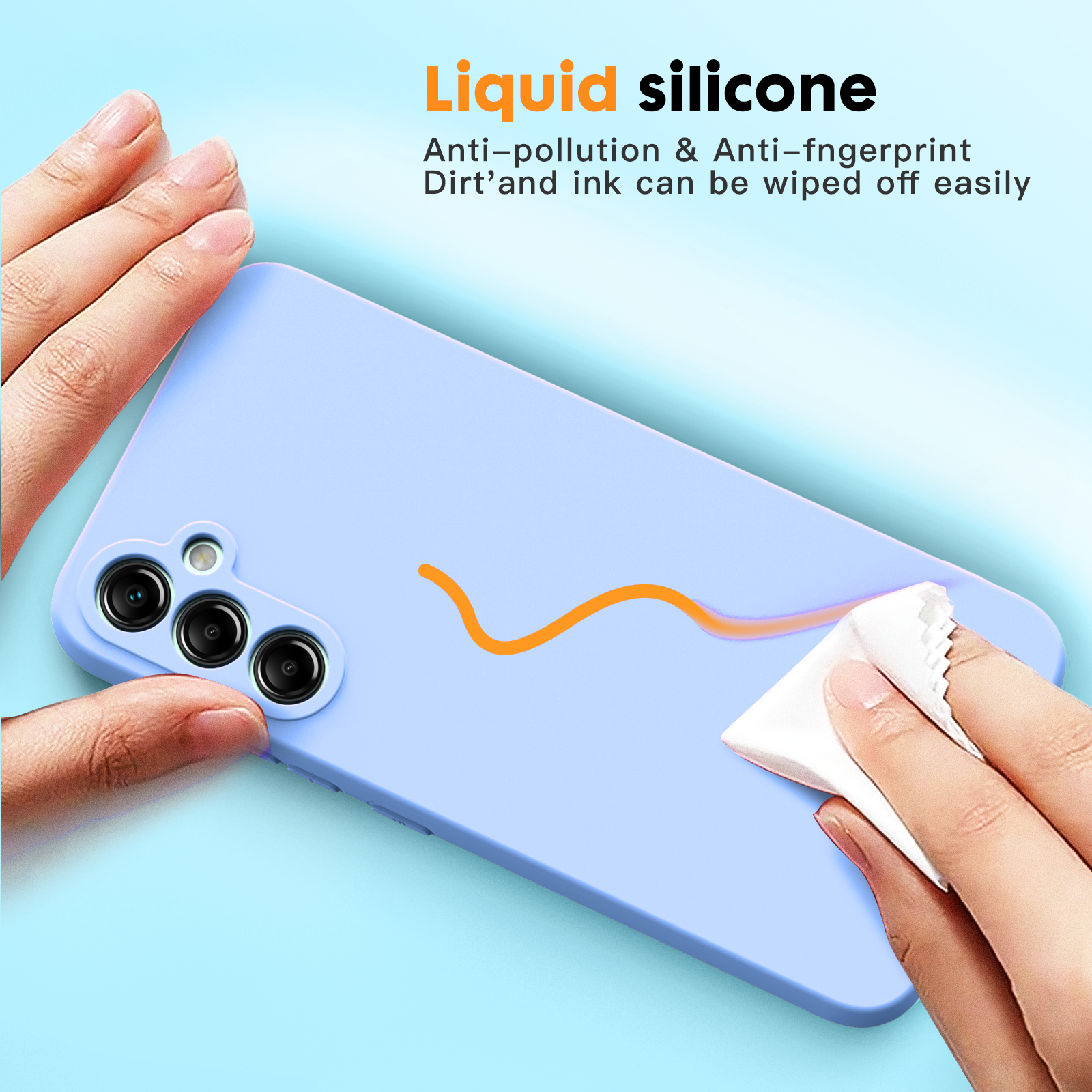 Samsung A34 5G phone case Soft Flexible Rubber Protective Cover light blue liquid silicone - My Store