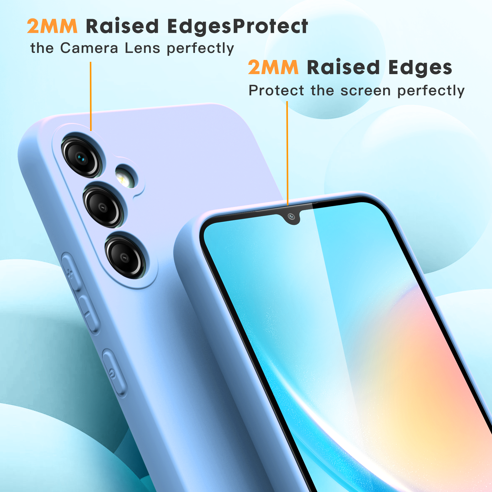 Samsung A34 5G phone case Soft Flexible Rubber Protective Cover light blue liquid silicone - My Store