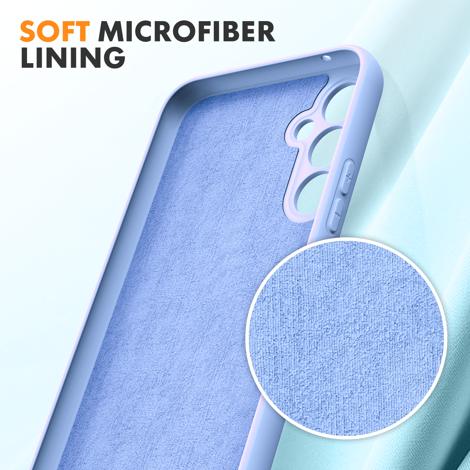 Samsung A34 5G phone case Soft Flexible Rubber Protective Cover light blue liquid silicone - My Store