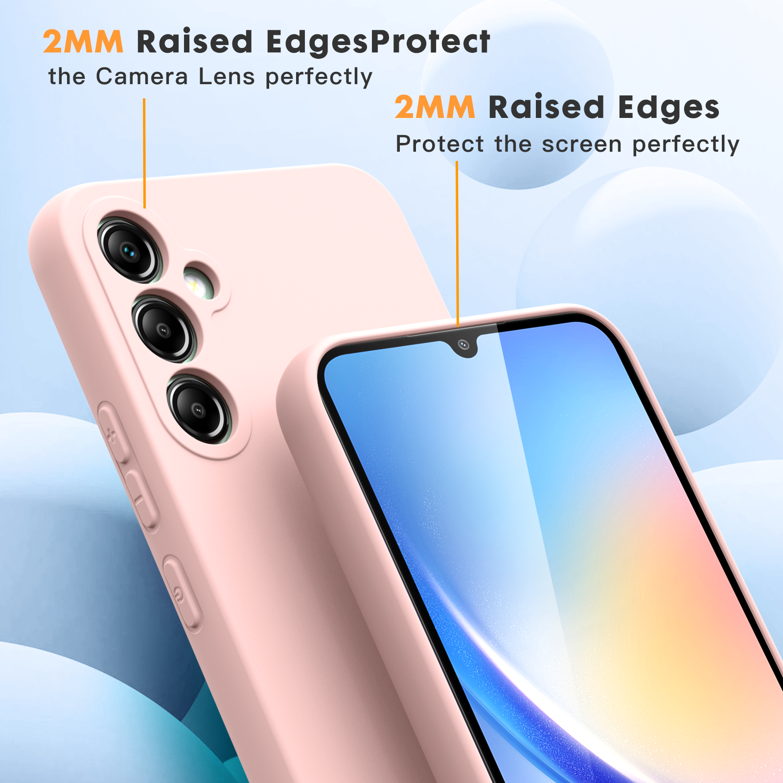 Samsung A34 5G phone case Soft Flexible Rubber Protective Cover pink liquid silicone - My Store