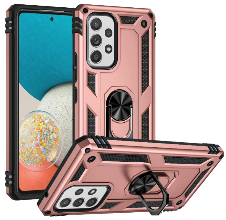 Samsung A53 5G phone case rose gold ring armor anti drop shockproof rugged protective - My Store