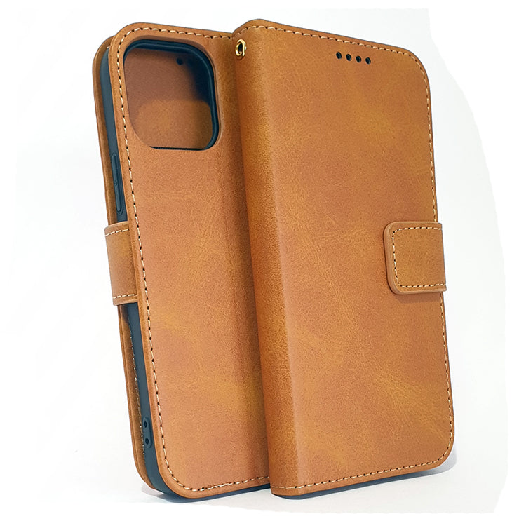 iPhone 12 / 12 pro phone case wallet cover flip anti drop anti slip shockproof brown - My Store