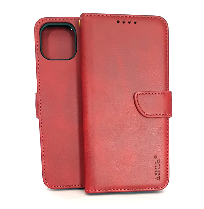 iPhone 13 phone case wallet cover flip anti drop anti slip shockproof red - My Store