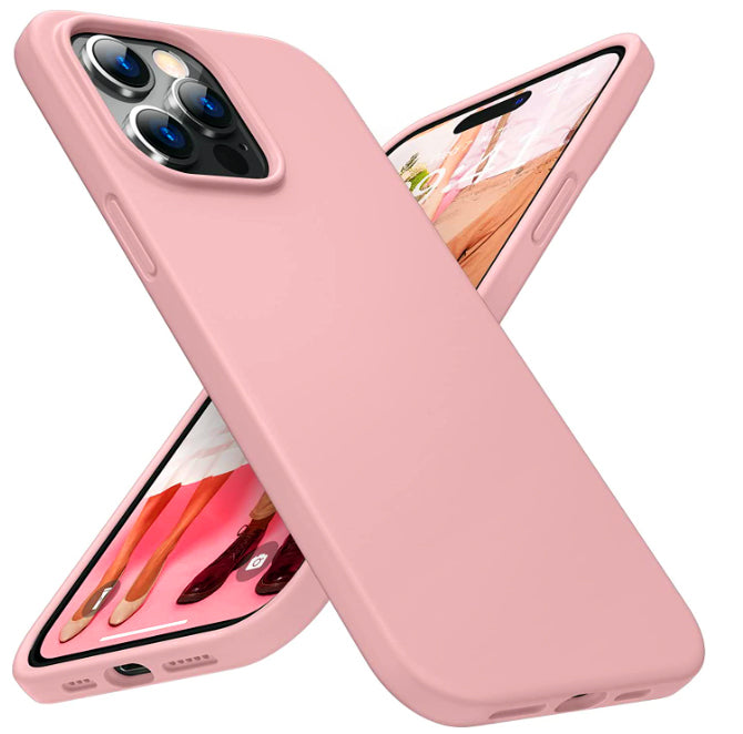 iPhone 14 Pro phone case Soft Flexible Rubber Protective Cover pink liquid silicone - My Store