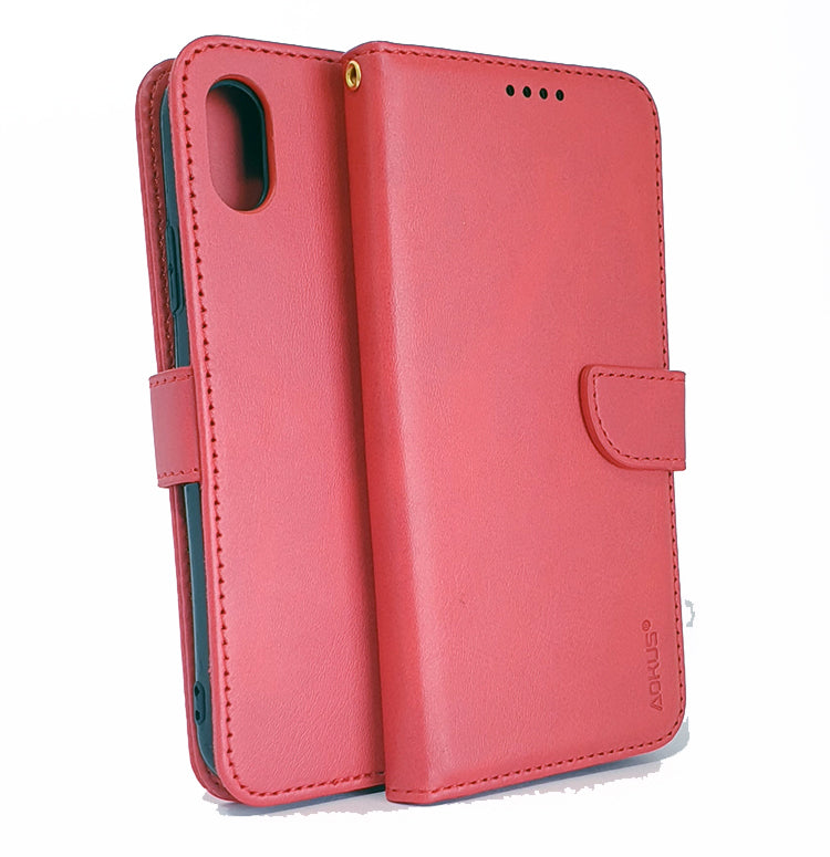 iPhone XR phone case wallet cover flip anti drop anti slip shockproof red - My Store